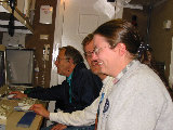 Crystal Pettet, Joe VanAndel, and Jim Wilson in the SCC. (R.Rilling, 2002-May-13)