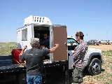 Jon Lutz assisting with the X-Pol radar. (R.Rilling, 2002-May-13)