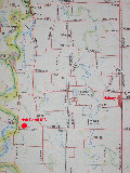 Map to the Halsey/Irish Bend ISS site.  Halsey is east of Hwy 5 on Route 228. (R.Rilling, Nov-2001)