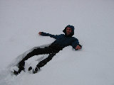 Fallen and can't get up: Jonathan Emmett at the ODOT radiometer site. (D.Ferraro, Nov-2001)