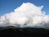 Cloud to NE of S-Pol, as seen from hilltop to north.  Fog seems to rise directly into base of cloud. (R.Rilling, Nov-2001)