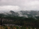 Valley fog, following a light snow shower.  Looking east from S-Pol (R.Rilling, 2001-Dec-04)